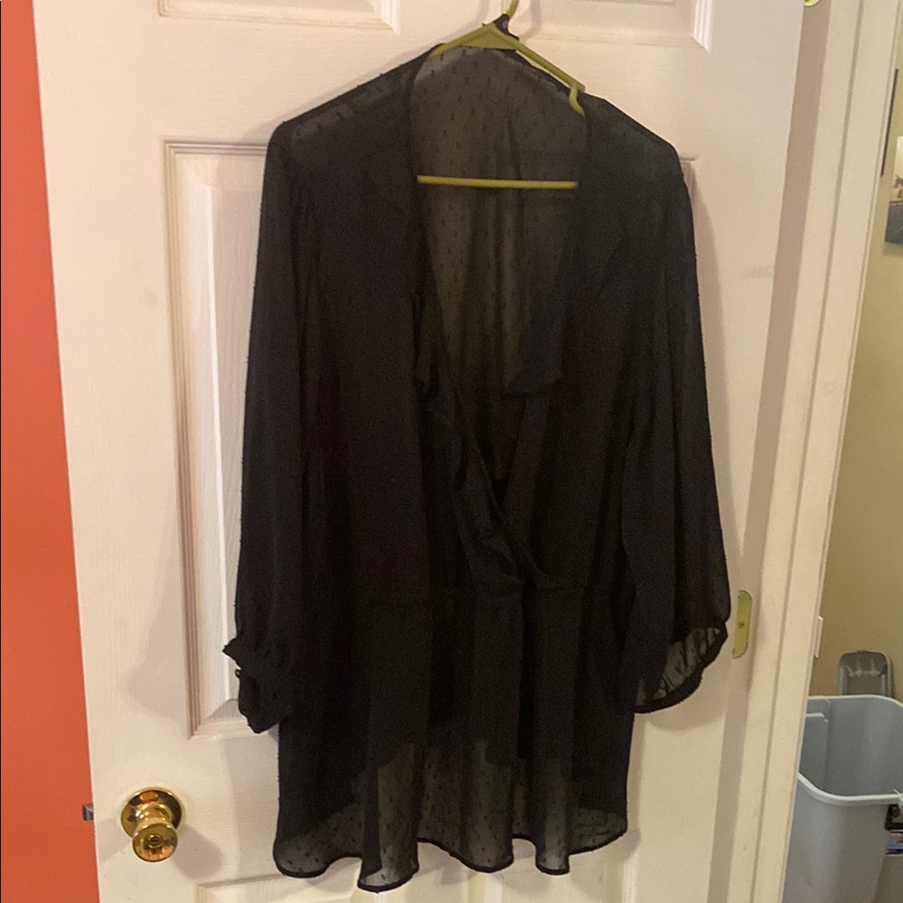Torrid 4 Black Sheer Blouse
